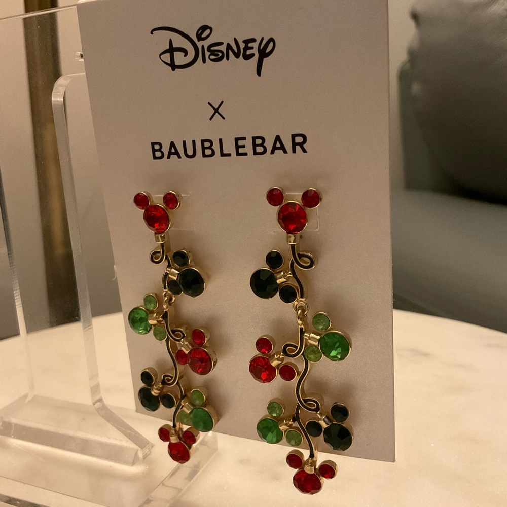 Disney Baublebar Mickey Mouse Red and Green String Light Earrings